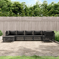 vidaXL Salon de jardin 7 pcs avec coussins anthracite acier