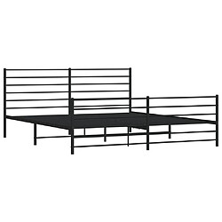 Maison Chic Lit adulte - Lit simple Cadre de lit métal avec tête de lit/pied de lit,Structure du lit Contemporain pour chambre noir 180x200 cm -MN61538 pas cher