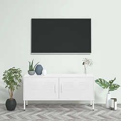 vidaXL Meuble TV Blanc 105x35x50 cm Acier