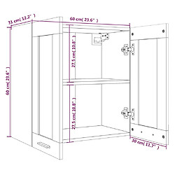 vidaXL Armoire en verre suspendue Sonoma gris Bois d'ingénierie pas cher