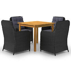 Salle à manger de jardin 5 pcs,Table et chaise à dîner Noir -MN53109