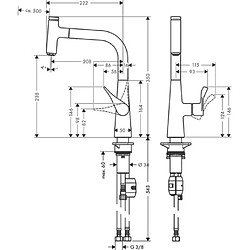 Mitigeur de cuisine HANSGROHE Metris Select M71 , avec douchette extractible 1 jet chromé - 14857000