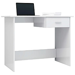 Avis Maison Chic Bureau,Table de travail,bureau de travail pour chambre Blanc brillant 100 x 50 x 76 cm Aggloméré -GKD65873