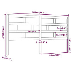 Acheter vidaXL Tête de lit Marron miel 186x4x100 cm Bois massif de pin