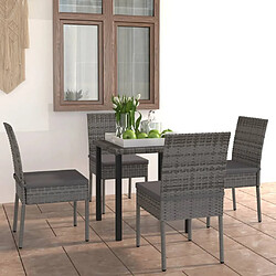 Salle à manger de jardin 5 pcs,Table et chaise à dîner Résine tressée Gris -MN10616