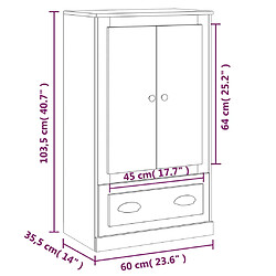 vidaXL Buffet haut blanc 60x35,5x103,5 cm bois d'ingénierie pas cher