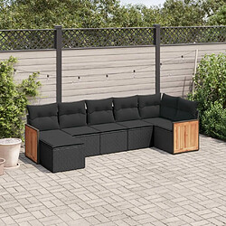 Maison Chic Salon de jardin 7 pcs avec coussins | Ensemble de Table et chaises | Mobilier d'Extérieur noir résine tressée -GKD68603