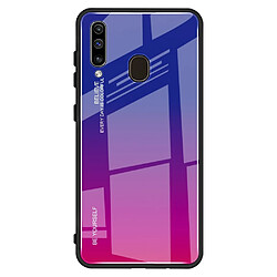 Wewoo Coque Pour Galaxy A60 Gradient Color Glass Case Red Blue