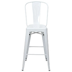 Mendler Tabouret de bar HWC-A73, chaise de comptoir avec dossier, métal, design industriel ~ blanc