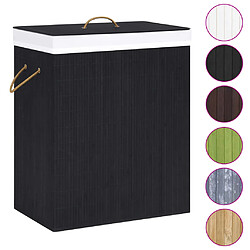 vidaXL Panier à linge avec 2 sections bambou noir 100 L