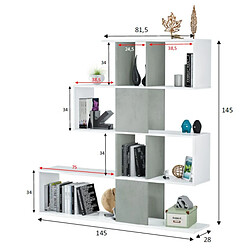 Avis Dansmamaison Bibliothèque 4 niveaux Blanc/Béton ciré clair - ZIAG