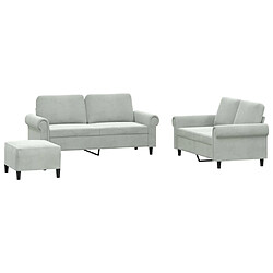 Maison Chic Ensemble de canapés 3 pcs avec coussins, Canapé droit Sofa pour Salon Gris clair Velours -GKD423338