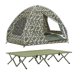 SoBuy OGS32-L-TN 4-in-1! Lit Pliant Lit de Camp Pliable Voyage Camping avec Toit, Sac de Couchage, Matelas Gonflable