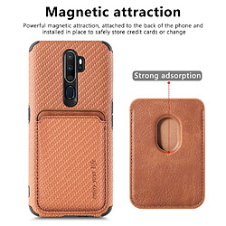 Coque en TPU + PU texture en fibre de carbone, anti-sismique, absorption magnétique avec porte-carte, marron pour votre Oppo A5 (2020)/A9 (2020)/A11x