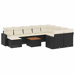 Maison Chic Salon de jardin 11 pcs avec coussins | Ensemble de Table et chaises | Mobilier d'Extérieur noir résine tressée -GKD72576