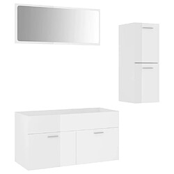 Maison Chic Ensemble de meubles de salle de bain,Armoire rangement Bain Blanc brillant Aggloméré -MN50516