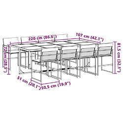 vidaXL Ensemble à manger de jardin avec coussins 9 pcs blanc textilène pas cher