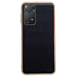 Coque en TPU + cuir véritable électroplaqué pour votre Xiaomi Redmi Note 11 Pro 5G (Qualcomm)/Note 11 Pro 4G (MediaTek)/Note 11E Pro 5G - noir