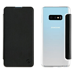 Muvit Étui pour Galaxy S10e Folio Antichocs avec Porte-cartes Noir transparent