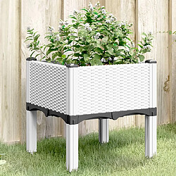 Maison Chic Jardinière,Bac à fleurs - pot de fleur avec pieds blanc 40x40x42 cm PP -GKD18077