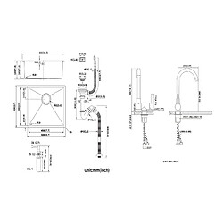 Acheter Auralum MAX Évier de Cuisine Inox 1 Bac 50*43*18CM avec Distributeur de Savon+Mitigeur Cuisine en Acier Inox 304 Rabattable Pivotant à 360° ,Noir