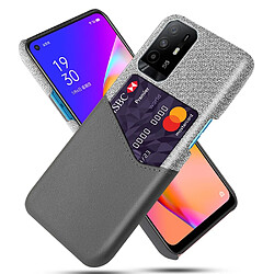 Coque en TPU + PU avec porte-carte gris pour votre Oppo A95 5G