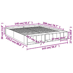 Vidaxl Cadre de lit chêne sonoma 140x200 cm bois d'ingénierie pas cher