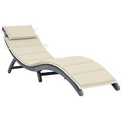 vidaXL Chaise longue avec coussin Gris Bois d'acacia solide 