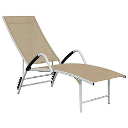 Maison Chic Chaise longue Jardin| Bain de soleil Relax | Transat Textilène et aluminium Crème -GKD99001