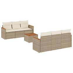 vidaXL Salon de jardin avec coussins 7 pcs beige résine tressée