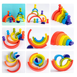 Acheter Universal Les derniers bébés en bois arc-en-ciel maison arbre poupée mini empileur blocs jouets arc-en-ciel bar blocs petites tailles incohérentes jeux de table cadeaux | empilement blocs (couleur arc-en-ciel)