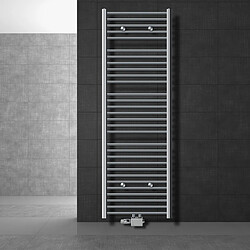 LuxeBath Radiateur de salle de bain Sahara 600x1800 mm, chrome, courbe avec raccord central y compris garniture de raccordement avec thermostat