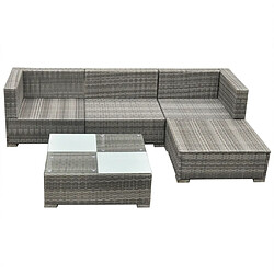 Acheter Maison Chic Salon de jardin 5 pcs + coussins - Mobilier/Meubles de jardin - Table et chaises d'extérieur Résine tressée Gris -MN47534