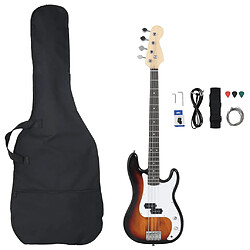 vidaXL Guitare basse électrique de débutants sac brun et blanc 4/4 46"