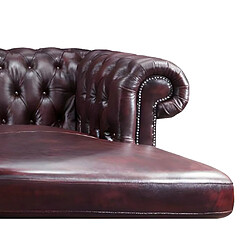 Avis Vente-Unique Canapé d'angle chesterfield BRENTON 100% cuir de buffle - Bordeaux- Angle gauche