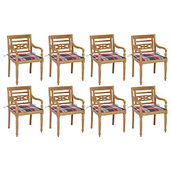 vidaXL Chaises Batavia avec coussins lot de 8 Bois de teck solide 