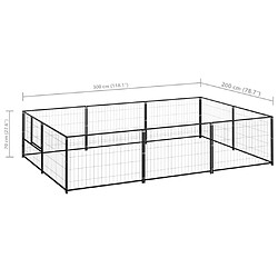 Helloshop26 Chenil extérieur cage enclos parc animaux chien noir 6 m² acier 02_0000545