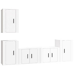 vidaXL Ensemble de meubles TV 5 pcs Blanc brillant Bois d'ingénierie