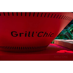 Avis Grill' Chic Braséro barbecue Le Traditionnel Ø 83 cm à DOUBLE CUVE en alu rouge