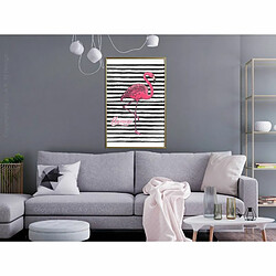 Paris Prix Affiche Murale Encadrée Flamingo on Striped Background 40 x 60 cm Or