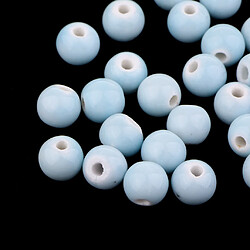 Avis 50 pièces en vrac perles en céramique breloques pour fabrication de bijoux bleu clair 10mm