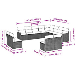 Avis Maison Chic Salon de jardin 12 pcs avec coussins, Ensemble Tables et chaises d'extérieur noir résine tressée -GKD887462