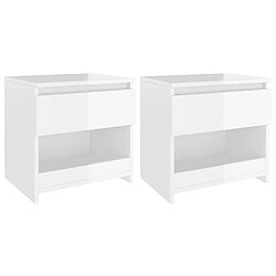 Maison Chic Lot de 2 Tables de chevet - Tables de Nuit Blanc brillant 40x30x39 cm Aggloméré