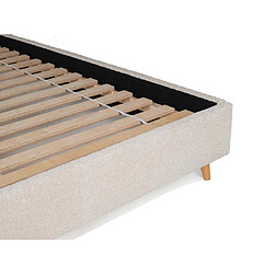 Avis Vente-Unique Lit 160 x 200 cm - Tissu effet bouclettes - Ecru + Matelas - SANTADI