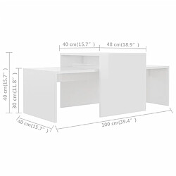 vidaXL Ensemble de table basse Blanc brillant Bois d’ingénierie pas cher