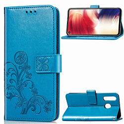 Wewoo étuis en cuir Coque Housse Étui à motif de fleurs pressées Lucky Clover pour Galaxy A8s, avec support et logements pour cartes, portefeuille dragonne (bleu)