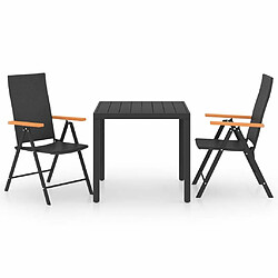 Salle à manger de jardin 3 pcs,Table et chaise à dîner Noir et marron -MN84184