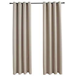 vidaXL Rideaux occultants avec anneaux en métal 2 pcs Beige 140x225 cm