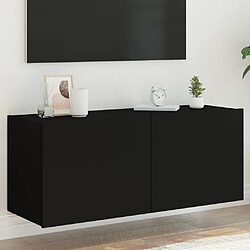 vidaXL Meuble TV mural avec lumières LED noir 100x35x41 cm