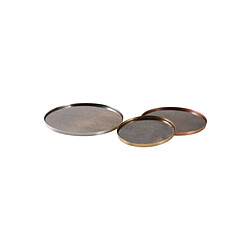 Aubry Gaspard Plateaux ronds en métal patiné et verre (Lot de 3).